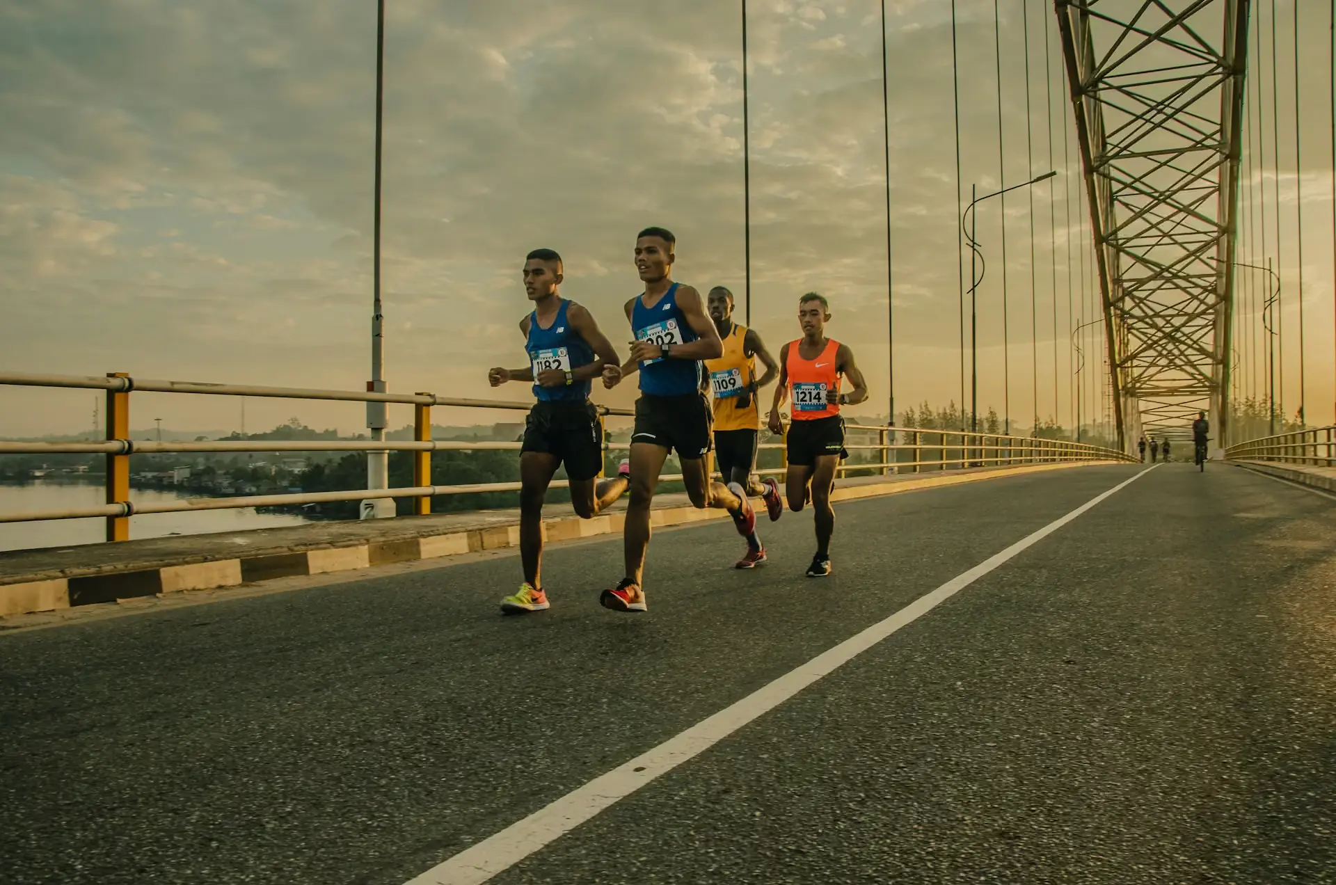 Runners on bridge.