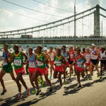 Marathon runners and bridge